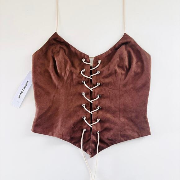 NWOT Princess Polly Faux Suede Halter Top - Picture 2 of 4